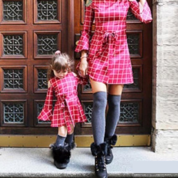 NEW 3T Girls Red White Cold Shoulder Dress Custom Made - Picture 2 of 3